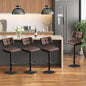 Furniliving Upholstered Bar Stools Set of 4, Faux Leather Swivel Bar Stools with Back, Adjustable Counter Height Barstools for Kitchen Island, Dining Space, Brown