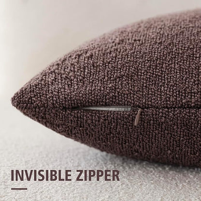 Foindtower Pack of 2 Textured Boucle Throw Pillow Covers Accent Solid Decorative Lumbar Pillow Cases Cozy Soft Couch Cushion Case for Chair Sofa Bedroom Living Room Home Decor 12x20 Inch Dark Purple