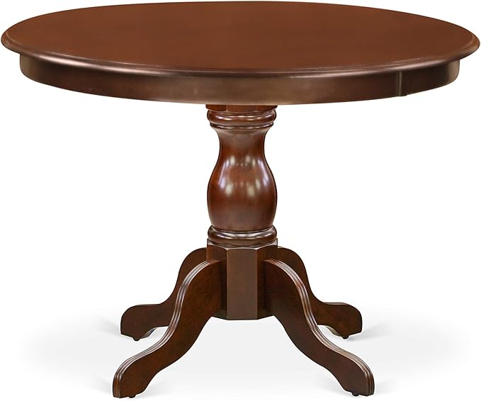 East West Furniture HBDA5-MAH-W 5 Piece Dining Set Includes a Round Dining Table with Pedestal and 4 Kitchen Chairs, 42x42 Inch, Mahogany