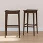 Plank+Beam Smythe Bar Stool, 30", Set of 2, Sturdy Wood Modern Kitchen Counter Height Stool, Saddle Seat Backless Counter Chair, Metal Footrest, Walnut