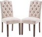 Tufted Upholstered Parsons Dining Chair Set Fabric Diner Accent Stylish Modern Kitchen Living Room with Button Sturdy Solid Wood Legs