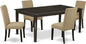 East West Furniture HEDR5-CAP-03 5 Piece Dining Room Furniture Set Includes a Rectangle Dining Table with Pedestal and 4 Brown Linen Fabric Parsons Chairs, 42x72 Inch, Cappuccino