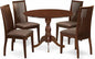 East West Furniture DMIP5-MAH-C 5 Piece Kitchen Table & Chairs Set Includes a Round Dining Room Table with Dropleaf and 4 Linen Fabric Upholstered Chairs, 42x42 Inch, Mahogany