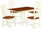 East West Furniture MZDO5-WHI-W 5 Piece Dining Room Furniture Set Includes a Rectangle Kitchen Table with Dropleaf and 4 Dining Chairs, 36x54 Inch, Buttermilk & Cherry