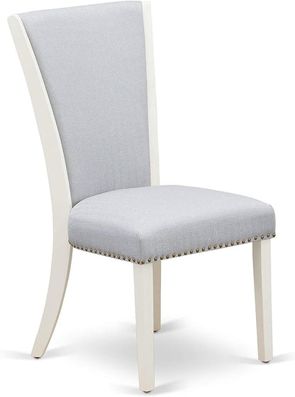 East West Furniture X077VE005-5 5 Piece Dining Room Table Set Includes a Rectangle Kitchen Table with X-Legs and 4 Grey Linen Fabric Parson Dining Chairs, 40x72 Inch, Multi-Color
