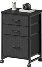 3 Drawer Mobile File Cabinet with Wheels Fabric Vertical Filing Cabinet fits A4 or Letter Size for Home Office,Black