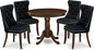 East West Furniture ANDA5-AWA-24 5 Piece Dining Table Set Consists of a Round Kitchen Table with Pedestal and 4 Polyester Fabric Padded Chairs, 36x36 Inch, Antique Walnut