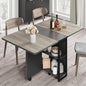 GarveeHome Folding Dining Table, Space Saving Farmhouse Dining Table for 4 Storage Shelf, 6 Wheels Multipose Expandable Kitchen Drop Leaf Table for Small Space (Carlo Grey, 50.1"D x 31.4"W x 29.5"H)