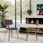 Armen Living Jaguar Mid-Century Dining Chair in Walnut Wood and Charcoal Fabric - Set of 2