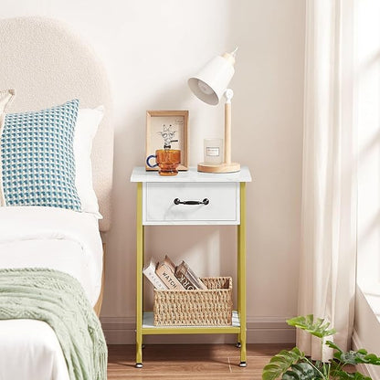 VECELO Nightstands, Industrial Side Table/End Tables with Drawer and Storage Shelf, Night Stands for Bedroom, Living Room, Wood Metal Furniture, Easy Assembly