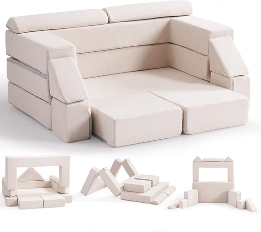 ROBOTIME Modular Play Couch for Kids, Convertible Toddler Sofa with Washable Covers, Versatile Foam Kids Couch for Playroom Forts, Lounging & Creative Play (for Ages 3+)