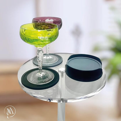 Clear Acrylic End Table – 10" W x 21.3" H Small Drink Stand – Modern Side Table for Living Room or Bedroom – Solaround Style – Minimalist Accent Furniture – Glass Look Nightstand