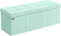 SONGMICS MAZIE Collection - Storage Ottoman Bench, Foldable Foot Rest, 15 x 43 x 15 Inches, End of Bed Bench, Storage Chest, Load 660 lb, Living Room, Bedroom, Entryway, Moonlight Green ULSF604C01
