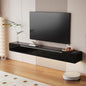 High Gloss Floating TV Stand with 3 Doors,86'' Wall Mounted TV Cabinet,Under TV Console,Floating Media Shelft for Bedroom Living Room(Black)
