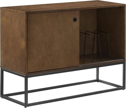 Crosley Furniture Byron Media Console and Record Player Stand with Storage for Vinyl Records, Brown/Black
