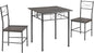 JOIN IRON 3-Piece Kitchen Dining Room Table Set for Small Spaces，Iron Wood Square Table with 2 Chairs for Kitchen Dining Room Furniture (Black)