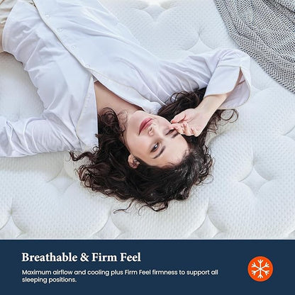 Full Size Mattress 12 Inch, Coolvie Firm Mattress Hybrid in a Box with CertiPUR-US® Certified Foam, Individual Pocket Spring for Motion Isolation & Pressure Relief- Comfort Night Sleep-100-Night Trial