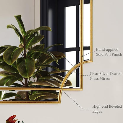 Kelly Miller 24"x48" Large Gold Mirror for Wall, Gold Traditional Wall Mirror Art Decorative Mirror Beveled Full Length Mirror Home Decor for Bathroom Living Room Bedroom Kitchen Farmhouse Entryway