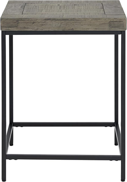 Alaterre Furniture End Table - Industrial Modern Side Table with Wood Top and Metal Frame - Table for Living Room, Bedroom, Hallway, or Dorm Room (Gray)