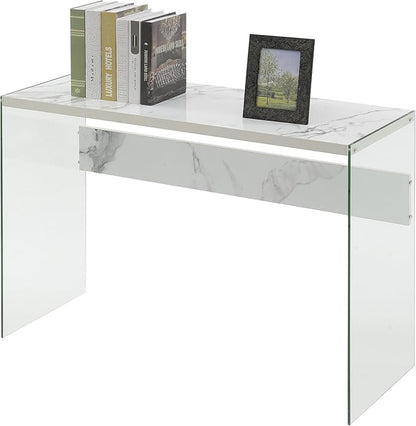 Convenience Concepts SoHo Console Table/Desk, Faux White Marble