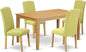 East West Furniture CAEN5-OAK-07 5 Piece Modern Dining Table Set Includes a Rectangle Wooden Table and 4 Limelight Linen Fabric Upholstered Parson Chairs, 36x60 Inch, Oak