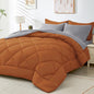 HEVUMYI Twin Comforter Set - 5-Piece All Season Bed in a Bag Twin, Ultra Soft Bedding Set with Comforter, Flat Sheet, Fitted Sheet, Pillowcases, Pillow Shams, Orange & Light Grey