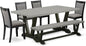 East West Furniture V697MZ650-6 6 Piece Kitchen Table Set Contains a Rectangle Dining Table and 4 Dark Gotham Grey Linen Fabric Parson Chairs with a Bench, 40x72 Inch, Multi-Color