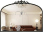 WallBeyond Black Antique Arched Vintage Wall Mirror, 24x32 Inch, Iron Frame, Bathroom, Living Room, Entryway