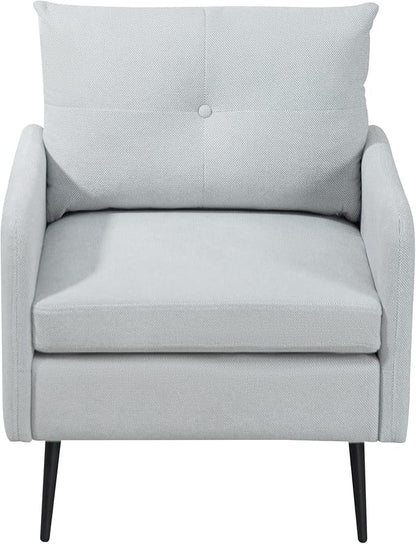 Ball & Cast Accent Chair with Metal Black Legs,Comfy Chenille Club Fabric Armchair,Single Sofa Chair for Living Room Bedroom,Dining Accent for Bedroom,Office,Sage