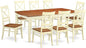 East West Furniture DOQU9-WHI-W 9 Piece Dining Set Includes a Rectangle Dining Room Table with Butterfly Leaf and 8 Kitchen Chairs, 42x78 Inch, Buttermilk & Cherry
