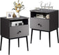 VECELO Modern Nightstands Set of 2,Square End Side Table with Drawer and Storage Space for Bedroom and Living Room