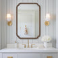 WallBeyond Wood Bathroom Mirror for Wall Mounted with Rounded Corner Wood Frame for Entryway, Living Room or Bedroom Home Decor Vertical or Horizontal Hanging [24" x 36" Walnut Color]