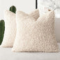 Foindtower 2 Pieces 22x22 Inch Cream Beige, Faux Fur Throw Pillow Cover Accent Sherpa Furry Pillow Covers Fuzzy Soft Pillowcases Cozy Sheepskin Decorative Fleece Cushion Case for Bed Couch Living Room