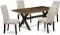 East West Furniture X677EL635-5 5 Piece Kitchen Table & Chairs Set Includes a Rectangle Dining Room Table with X-Legs and 4 Doeskin Linen Fabric Parsons Chairs, 40x72 Inch, Multi-Color