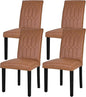 VECELO Upholstered Dining Chairs Set of 4, Modern PU Leather Accent Parsons, Solid Wood Legs w/Rubber Footpads, for Living Room Kitchen, Brown