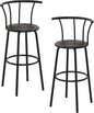 VECELO Bar Stools Set of 2, Swivel Counter Barstools with Backrest, Bar Height Chairs for Dining Room, Kitchen Island, Pub, Easy Assembly, Retro Grey