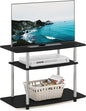 Furinno Turn-N-Tube No Tools 3-Tier Entertainment Center TV Stand for TV up to 32 Inch, Stainless Steel Tubes, Americano/Chrome