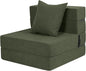 High-Density Memory Foam Folding Sofa Bed with Fluffy Pillow, Single Size, Green