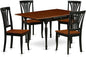 East West Furniture MZAV5-BCH-W 5 Piece Dinette Set for 4 Includes a Rectangle Dining Room Table with Dropleaf and 4 Dining Chairs, 36x54 Inch, Black & Cherry