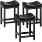 Dripex Backless Saddle Bar Stools Set of 3, Modern Faux Leather 24'' Counter Height Barstools with 4" Thick Seats & Heavy Duty Metal Legs, for Kitchen Island, Bar, Dining Room, Black