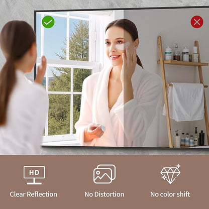 YIROMAN Bathroom Mirror for Wall 36"x40", Large Matte Black Bathroom Mirror with Aluminum Frame, Rectangular Vanity Mirror with Right Angles, Wall Mirror Hangs Horizontal or Vertical, Shatterproof