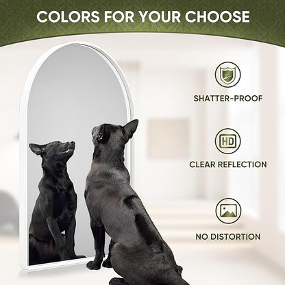 Suidia 24" x 36" Bathroom Mirror, Bathroom Vanity Mirror Metal Framed, Wall-Mounted Mirrors for Bedroom, Living Room, Entryway, Hallway, White, Arch Style