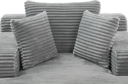 Oversized Chaise Daybed Lounge Sleeper Chair Sofa Bed Indoor, Fluffy Corduroy Upholstered Sleeper Recliner Sofabed Full Foam Boneless Cloud Sofabed W/3 Pillows for Home/Apartment Living Room Bedroom