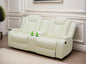 Loveseat Recliner Sofa, Reclining Loveseat Leather Couch with Storage Console, Modern Comfy Home Theater Seating Power Recliner Chair with Cup Holders for Living Room Furniture Sets, White