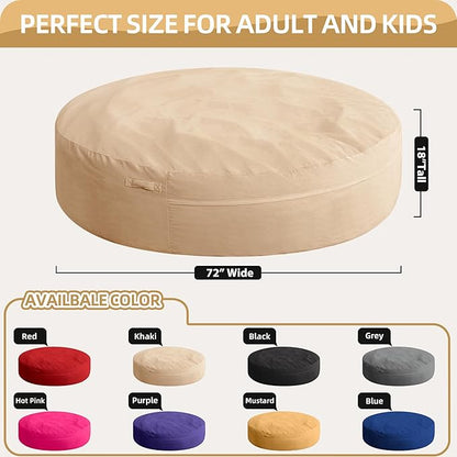 HABUTWAY XX-Large Bean Bag Chair: Giant 7' Memory Foam Furniture Bean Bag Chairs for Adults with Microfiber Cover 7Ft (Khaki)