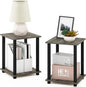 Furinno Simplistic Set of 2 End Table, French Oak Grey/Black