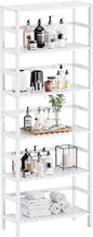 HITNET Bookshelf, 6-Tier Tall Bookcase Freestanding Bamboo Book Shelf Bathroom Storage Organizer with Adjustable Shelves, White
