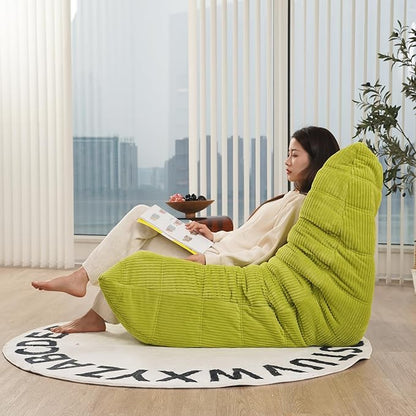 N&V Fireside Chair, Mid Century Armless Floor Sofa, Soft Premium Corduroy Floor Lounge Chair, Foam Sofa Accent Chair for Living Room Bedroom and Office, Lime