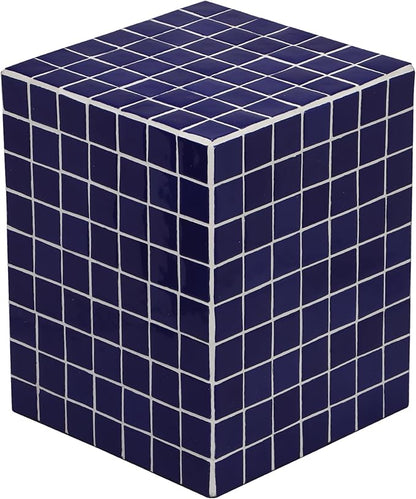 JONATHAN Y END2000D Callista 18" Modern Bohemian Ceramic Tiled Rectangle End Table, Side Table, Accent Table for Living Room, Bedroom, Navy/White
