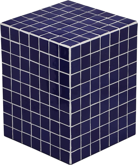 JONATHAN Y END2000D Callista 18" Modern Bohemian Ceramic Tiled Rectangle End Table, Side Table, Accent Table for Living Room, Bedroom, Navy/White